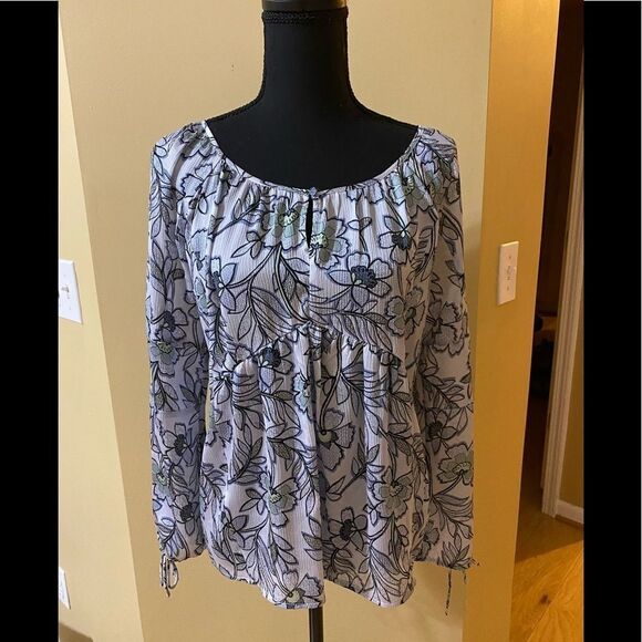 Vera Wang Princess empire style long flowy sleeve blouse-size XS, lightweight - Picture 1 of 8